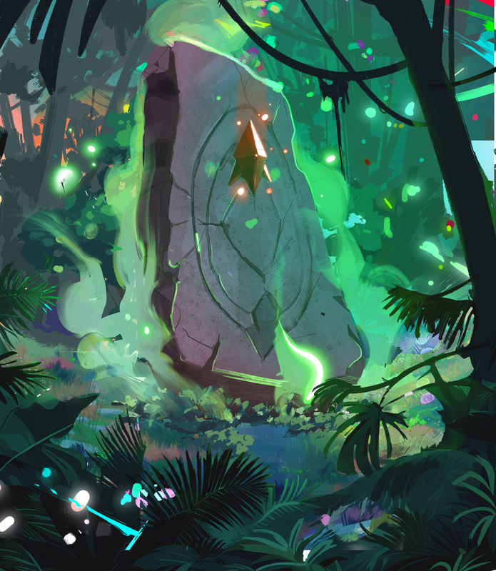 Ancient glowing rune stone